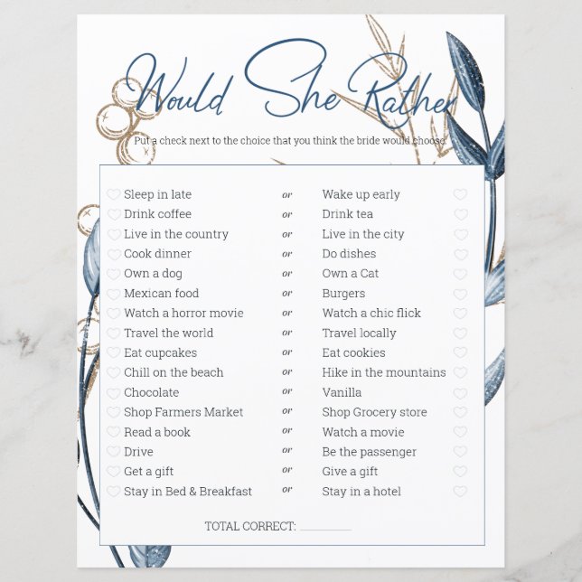 Jogo do chá de panela Ela Preferencialmente Azul D (Frente)