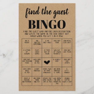 Jogo do chá de panela Encontre o Cartão de Bingo