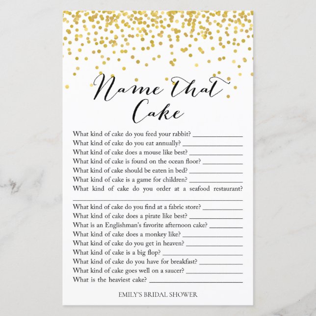 Jogo do chá de panela - Nomeie Esse Bolo E Respond (Frente)