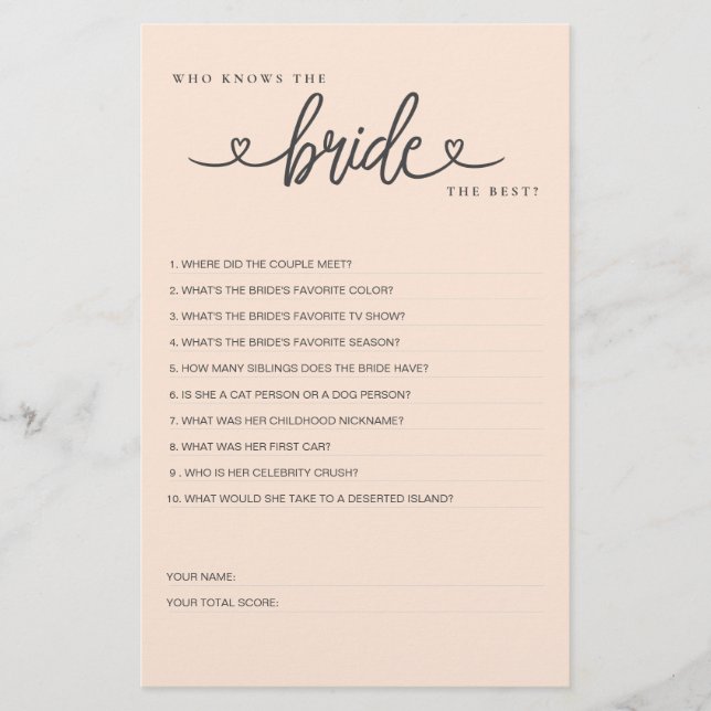 Jogo do chá de panela que conhece a noiva do melho (Frente)