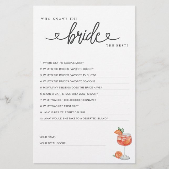 Jogo do chá de panela que conhece a noiva do melho (Frente)