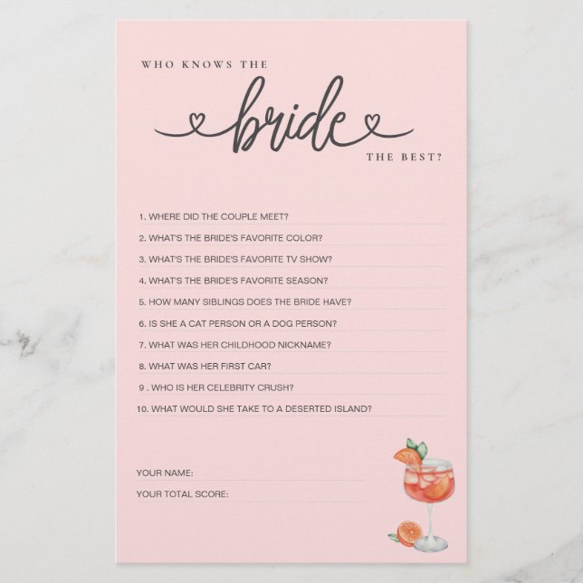 Jogo do chá de panela que conhece a noiva do melho (Frente)