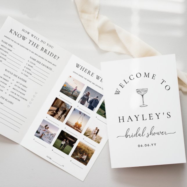 Jogo do Chá de panela Quinn Script e Menu Booklet (Bridal Shower Game and Menu Booklet Quinn Script )