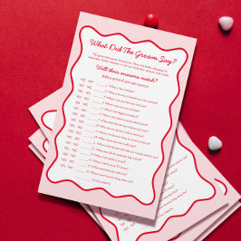 Jogo do Chá de panela Rosa Vermelho - O que o noiv