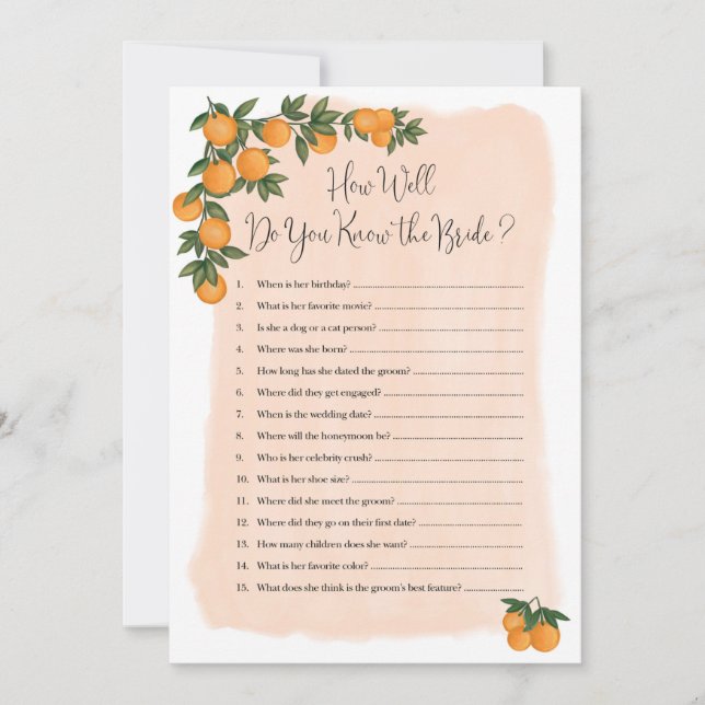 Jogo do chá de panela Você conhece bem a noiva (Frente)