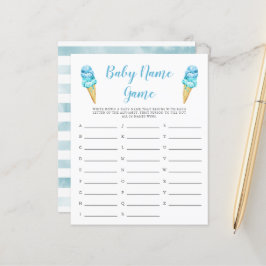 Jogo do Chá do nome do bebê do Sorvete azul