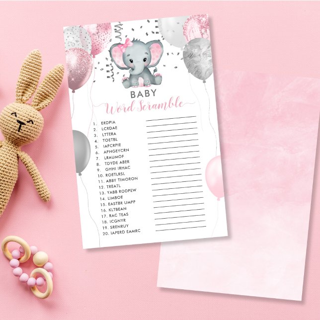 Jogo do Chá Elefante do Baby Word Scramble Girl (Baby Word Scramble Girl Elephant Shower Game)