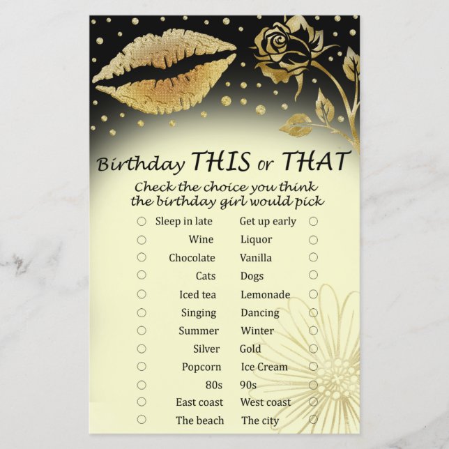 Jogo do Gold Lips Birthday this or that (Frente)