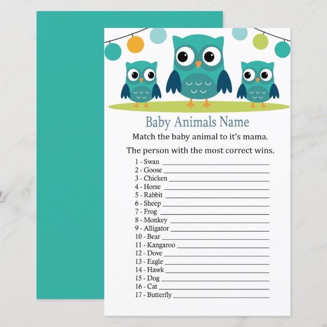 Jogo do nome do bebê (Frente/Verso)