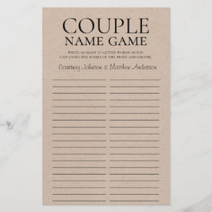 Jogo do Nome do Casal Jogo Rústico para Chá de Noi