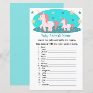 Jogo do nome dos animais de bebê do Unicórnio