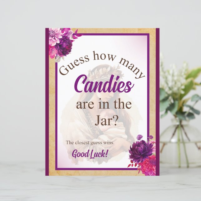 Jogo do Pote de doces do Chá de fraldas Purple Boh (Em pé/Frente)