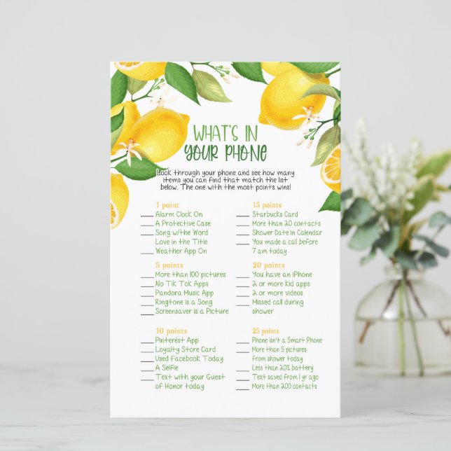 Jogo do que está no seu telefone - Limão (Em pé/Frente)