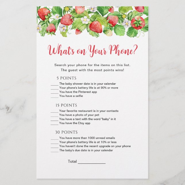 Jogo do Que Está no Seu Telefone Morango (Frente)