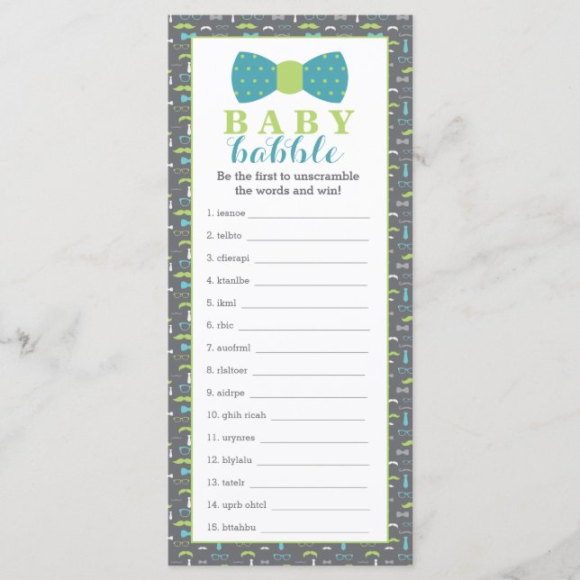 Jogo do Word Scramble, Chá de fraldas, 25 Pack (Frente)