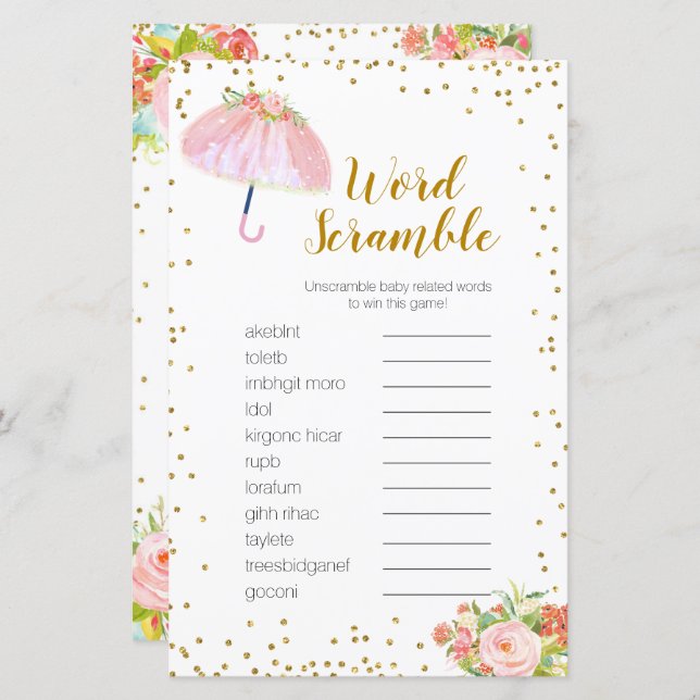 Jogo do Word Scramble Chás de abril trazem flores  (Frente/Verso)