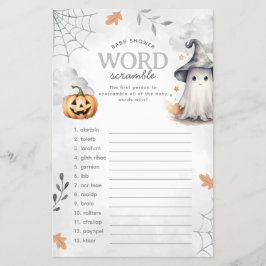 Jogo do Word Scramble do Chá de fraldas do Hallowe