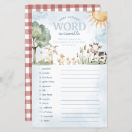 Jogo do Word Scramble do Chá de fraldas fazenda