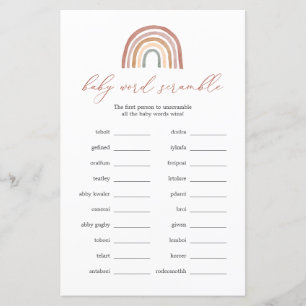 Jogo do Word Scramble do Chá de fraldas Rainbow