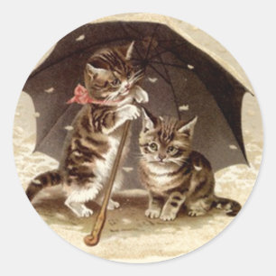 Jogo dos gatos do vintage da etiqueta sob gatinhos