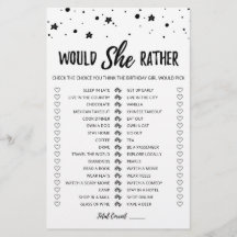 Jogo editável de Aniversário Would She Rather