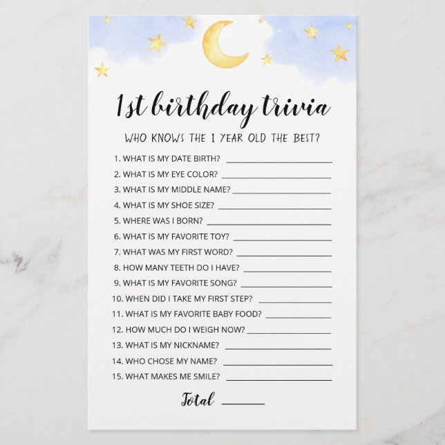 jogo editável do primeiro aniversario Trivia (Frente)