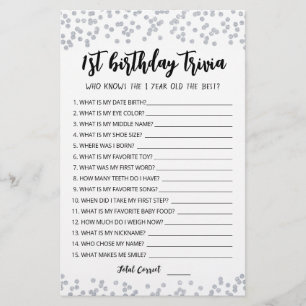 jogo editável do primeiro aniversario Trivia
