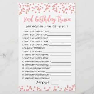 jogo editável do segundo aniversário Trivia