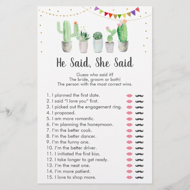 Jogo Ele Disse Ela Disse Cactus Gold Fiesta (Frente)