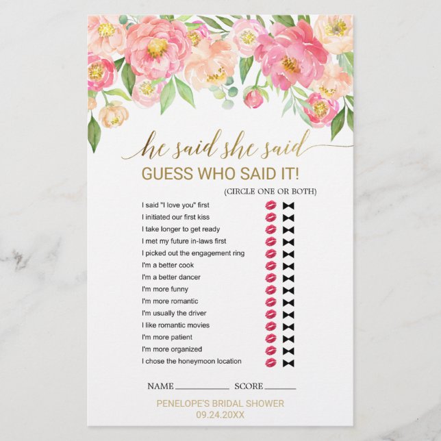 Jogo "Ele Disse Que Ela Disse" (Frente)