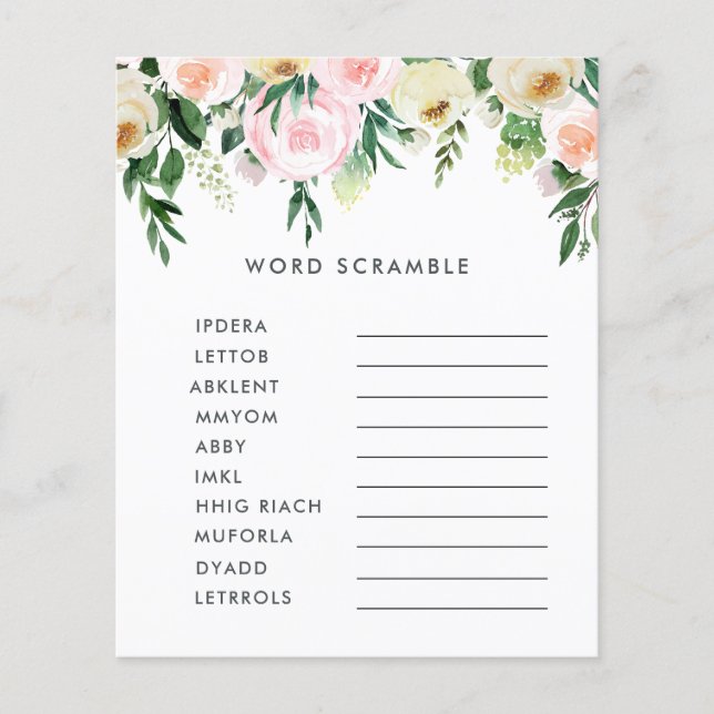 jogo elegante floral com aquarela chá de fraldas (Frente)