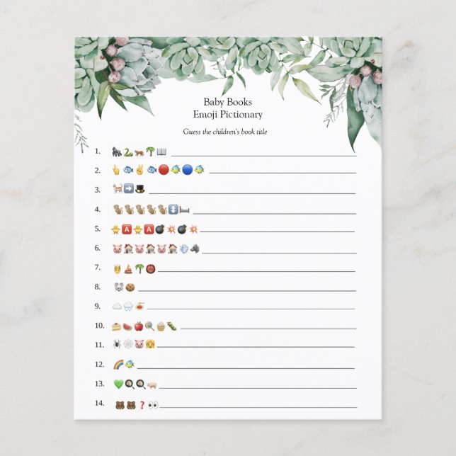 Jogo Emoji de Livros de Bebê do Succulto e Eucalyp (Frente)