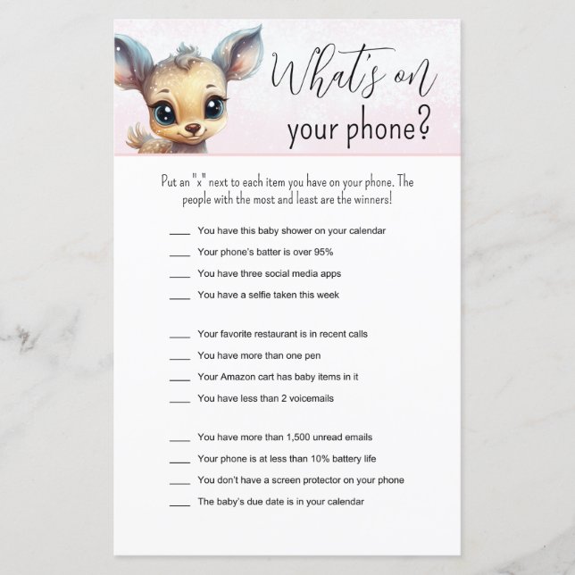 Jogo Engraçado para Chá de fraldas de Inverno Rosa (Frente)