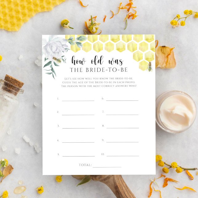 Jogo floral de abelhas Quantos anos tinha a noiva  (Criador carregado)