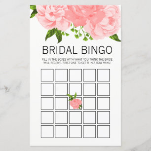 Jogo floral do Bingo do chá de panela da aguarela