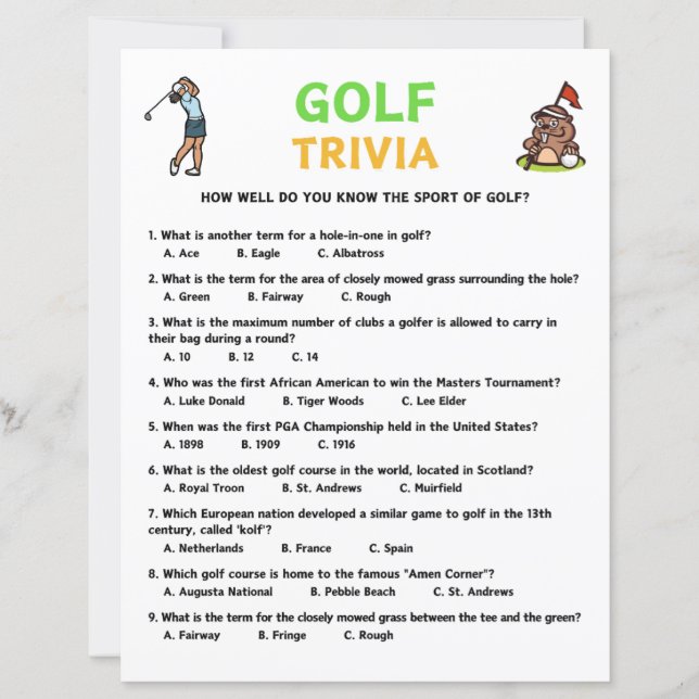 Jogo Golf Trivia (Frente)