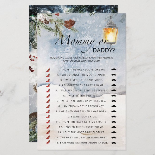 Jogo mamãe verde ou chá de fraldas (Frente/Verso)