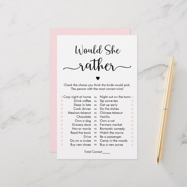 Jogo Minimalista de Caligrafia 'Ela Preferiria' (Frente/Verso In Situ)