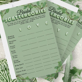 Jogo Minimalista de Noiva Scattergories com Verde
