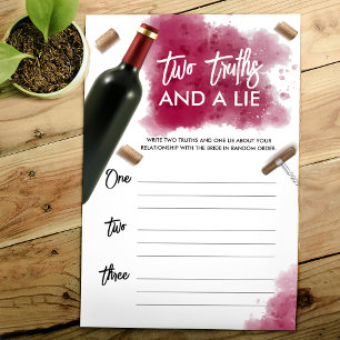 Jogo Moderno de Vinho Duas Verdades e uma Mentira