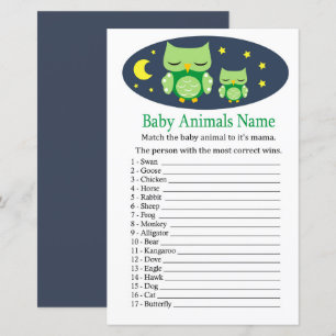 Jogo Nome de Animais de Bebê de Coruja Sonolenta