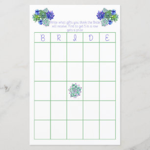 Jogo nupcial do Bingo do Succulent
