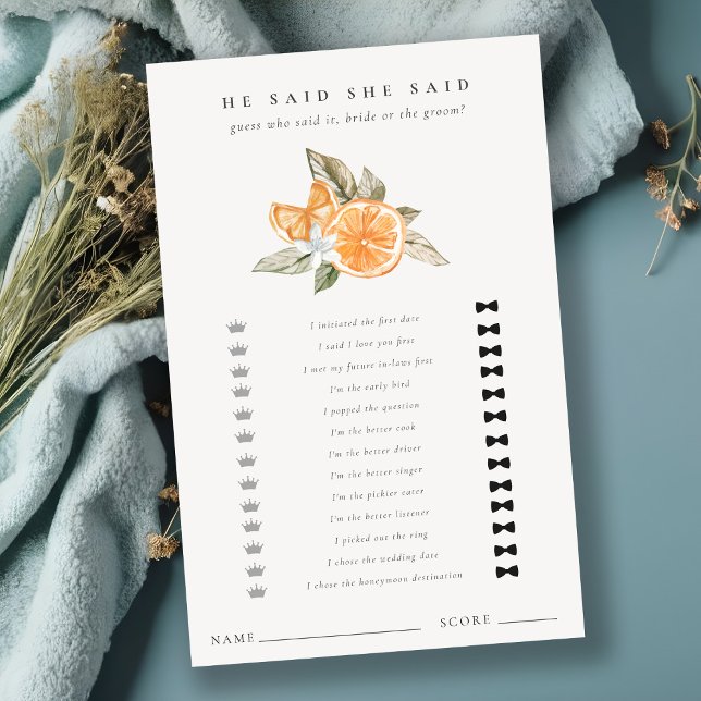 Jogo para Chá de Bebê Botânico Laranja Ele Disse D (Criador carregado)