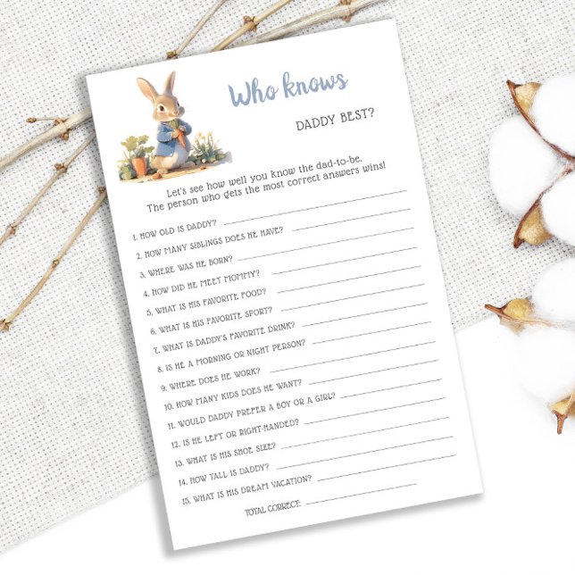 Jogo para Chá de Bebê do Coelho Peter Quem Conhece (Criador carregado)