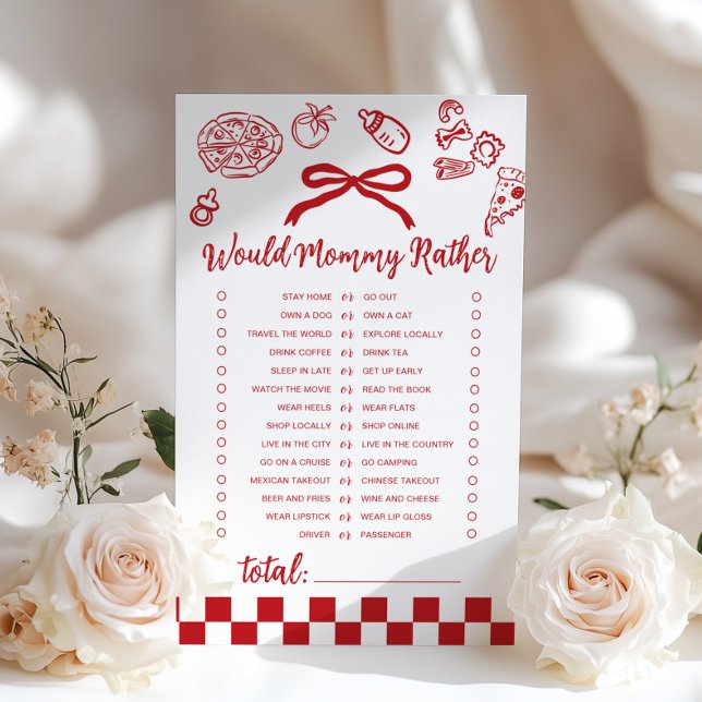 Jogo para chá de bebê Would Mommy Rather Bow Pizza (Criador carregado)