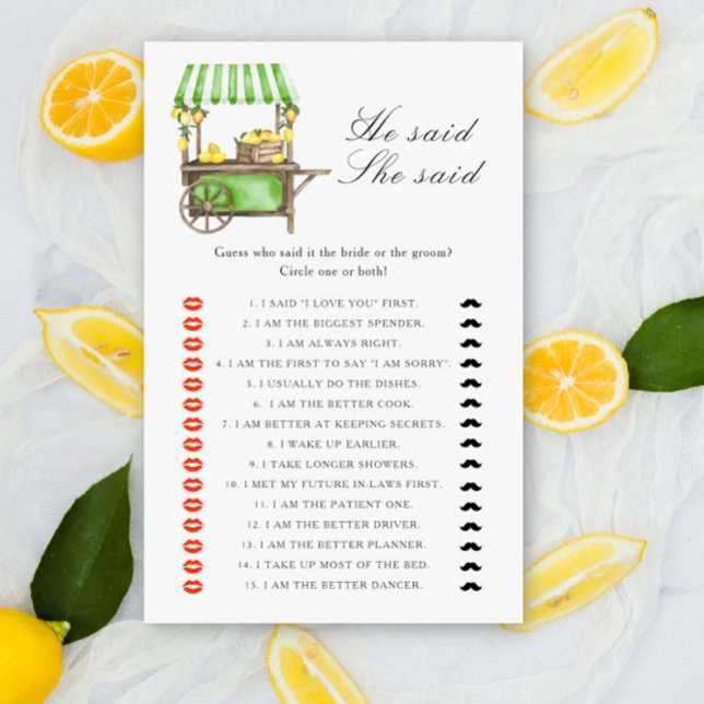 Jogo para chá de noiva Citrus lemon - He said she  (Criador carregado)