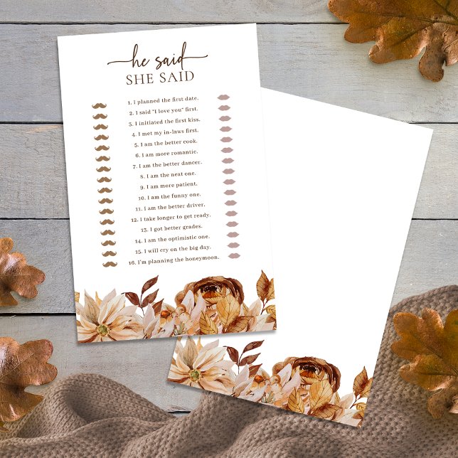 Jogo para Chá de Noiva de Outono (Fall Bridal Shower Game
)