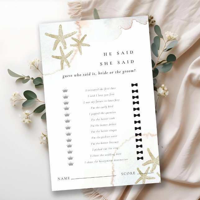 Jogo para Chá de Noiva Estrela Dourada Ele Disse E (Criador carregado)