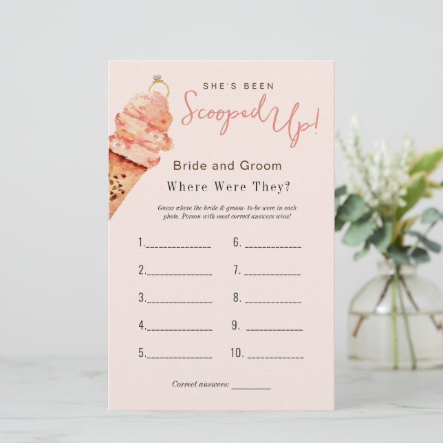 Jogo para chá de noiva "Onde eles estavam" Sorvete (Em pé/Frente)