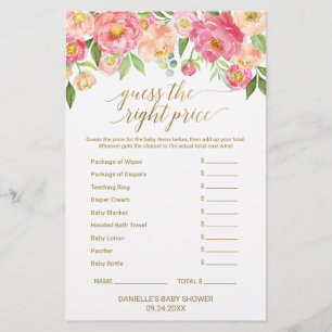 Jogo Peach & Pink Peony Baby Word & Price